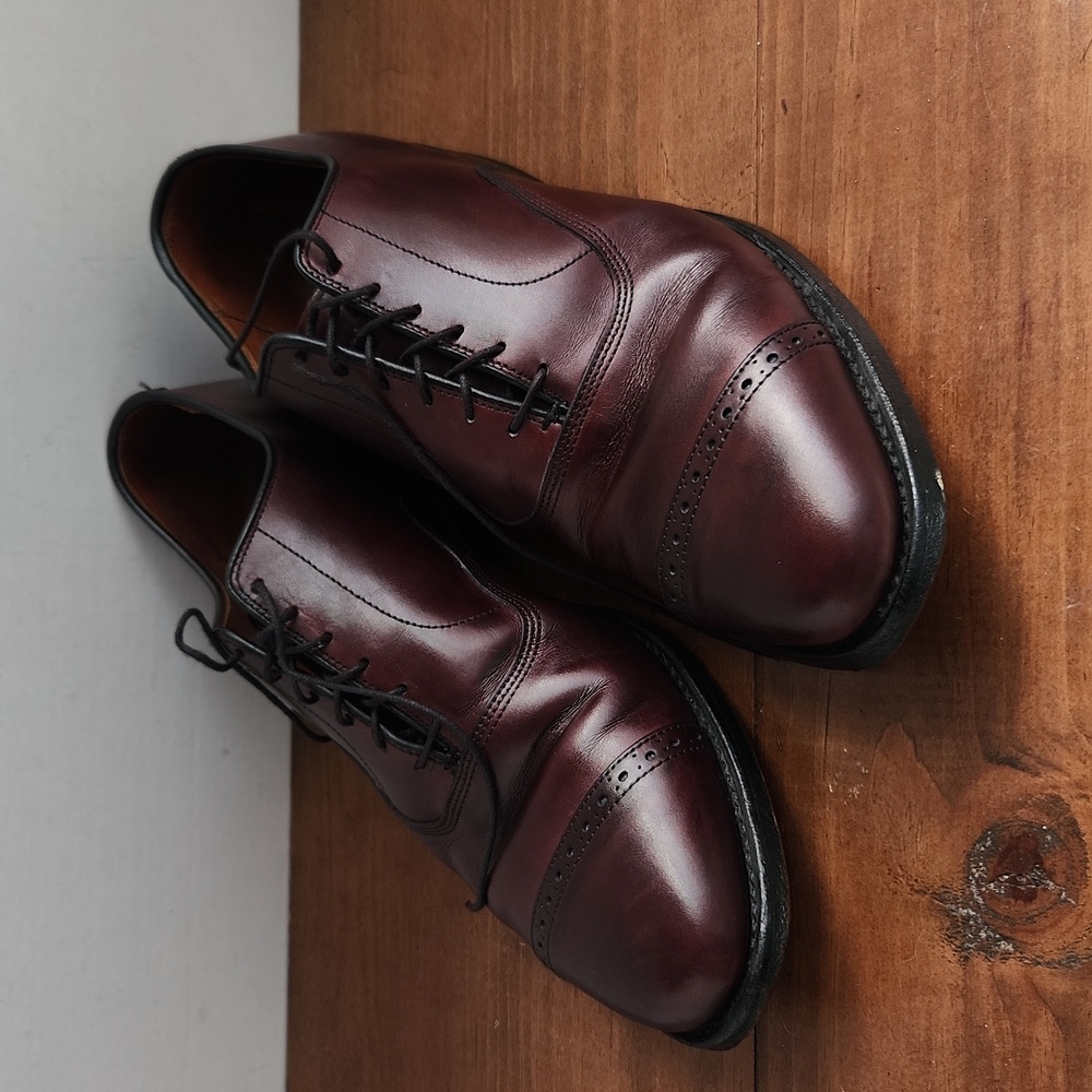 Allen Edmunds Nathan (5th Avenue) Leather Shoe Oxblood Cap Toe USA Made Sz 9.5 D